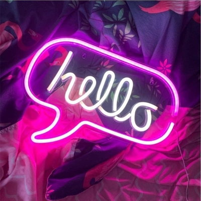 Personnalisé grand panneau de néon bonjour USB alimenté LED lumière de nuit pour les enfants salon de bureau