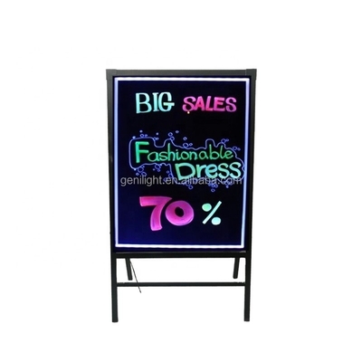 Tableau d'écriture à LED de publicité de restaurant avec surface acrylique et cadre en alliage d'aluminium