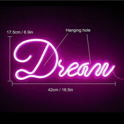 Panneau acrylique LED rose lumineux au néon alimenté par USB Signal au néon de rêve pour chambre à coucher ou mariage