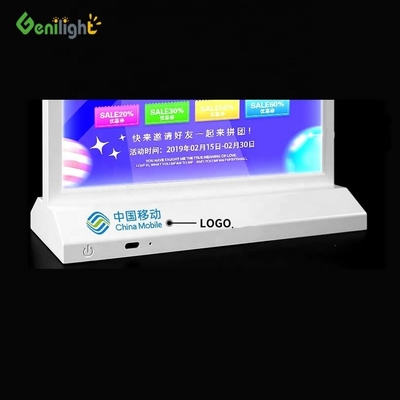 Tableau de lumière LED acrylique de bureau à angle de vue élevé A4 pour la publicité dans les centres commerciaux