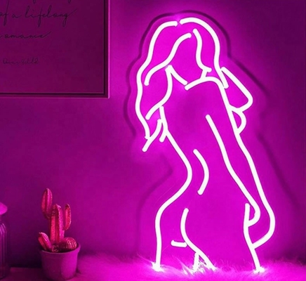 Signal de néon de dame personnalisé avec support acrylique LEDs en silicone rose Durée de vie 50000 heures