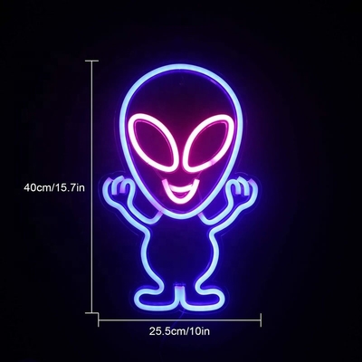 Publicité personnalisée en magasin avec panneau de néon LED avec conception extraterrestre et matériau acrylique