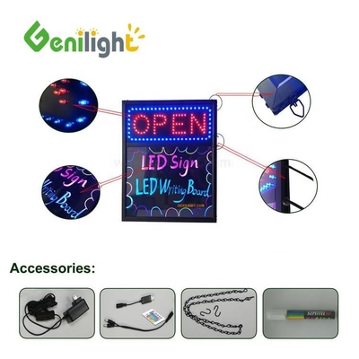 Rectangle LED Open Sign Neon Glow Signes pour vitrine de magasin Signe Led Led Tableau d'écriture personnalisé Durable
