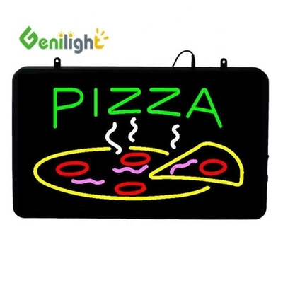 ABS moule ouvert Rectangle personnalisé Pizza Wall Light Acrylique Open Sign Neon Led avec chian suspendu