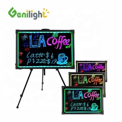 Tableau d'écriture réécrivable à LED clignotant avec bouton de commande, support de trépied en coton, forme rectangulaire et grande capacité anti-vent