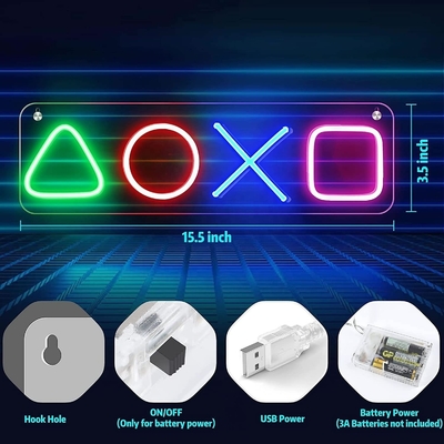 Améliorez votre salle de jeux avec des lumières de néon LED colorées 42 * 12,5 cm décor de mur alimenté par USB