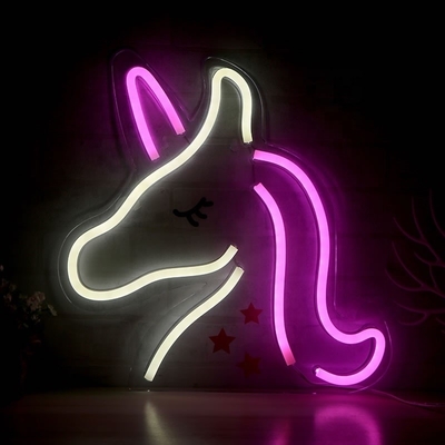 Lumière au néon de licorne personnalisée, LED brillante, signe au néon rose et blanc, parfait pour la chambre