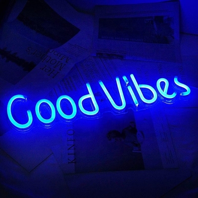 27.5 * 15cm personnalisé bleu bonne vibration panneau au néon pour la décoration murale de la chambre à coucher