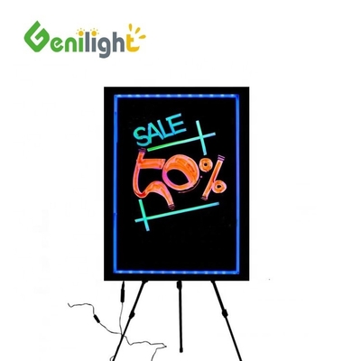 Panneau d'écriture LED en verre trempé rectangulaire à l'intérieur avec surface acrylique