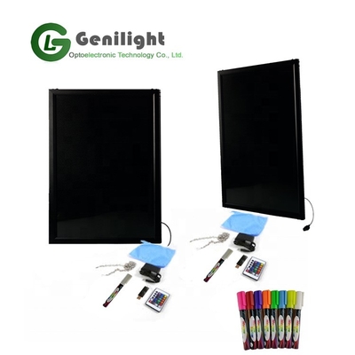 Panneau d'écriture LED en verre trempé rectangulaire à l'intérieur avec surface acrylique