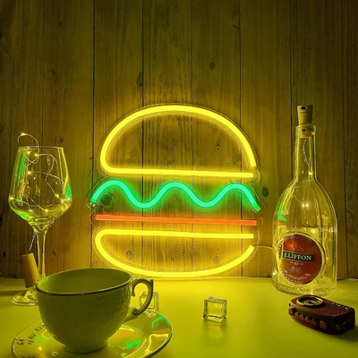 Signe lumineux en néon sur mesure pour les hamburgers