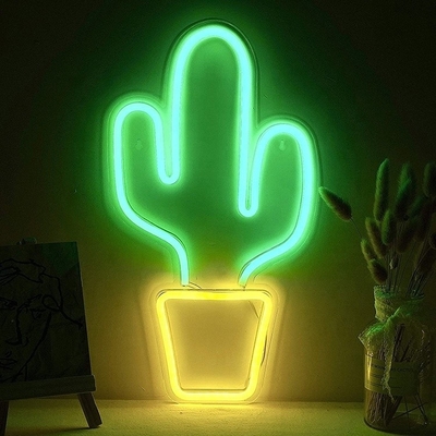 Affichage au néon LED alimenté par USB pour la décoration de la chambre à coucher Forme de cactus pour les enfants Adolescents garçons filles dortoir