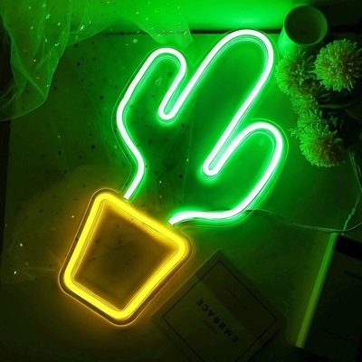 Affichage au néon LED alimenté par USB pour la décoration de la chambre à coucher Forme de cactus pour les enfants Adolescents garçons filles dortoir