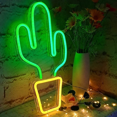 Affichage au néon LED alimenté par USB pour la décoration de la chambre à coucher Forme de cactus pour les enfants Adolescents garçons filles dortoir