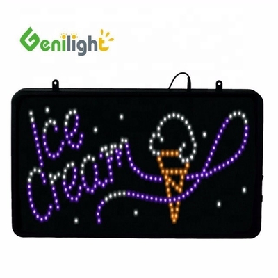 Signe néon LED de crème glacée rectangulaire avec un éclairage d'animation de cadre ouvert ABS