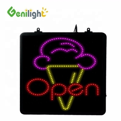 Signe néon LED de crème glacée rectangulaire avec un éclairage d'animation de cadre ouvert ABS