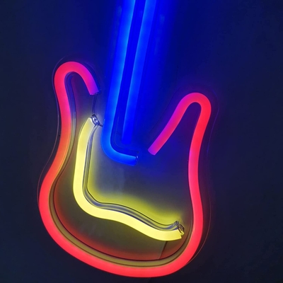 Énergé Dimmable On / Off Switch 3D Guitar Neon Sign pour le studio de musique Design personnalisé