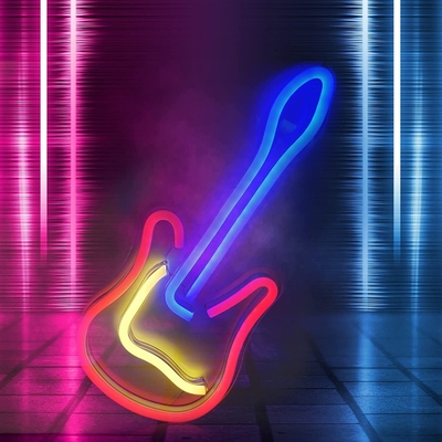 Énergé Dimmable On / Off Switch 3D Guitar Neon Sign pour le studio de musique Design personnalisé