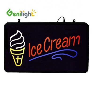 Boutique de crème glacée Affichage électronique LED néon ouvert avec cadre ABS et plaque d'acrylique