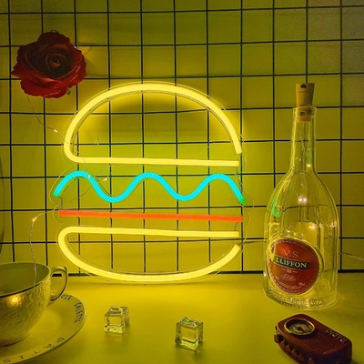 30*30cm LED Neon Light USB alimenté par Hamburger Neon Sign Wall Art Consommation électrique 0