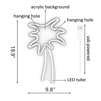 Grand panneau de néon d'arbre de noix de coco Led Flex Neon Light USB alimenté lumière de nuit pour chambre pour enfants Voltage 5V
