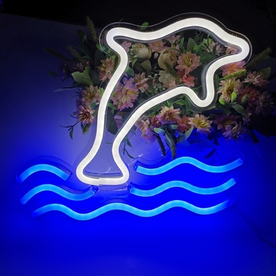 5V grand panneau lumineux au néon du dauphin Marquee batterie USB Table à commande LED