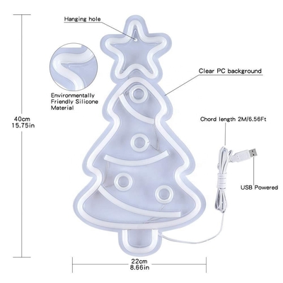 Lumière au néon sur l'arbre de Noël pour les décorations de fête