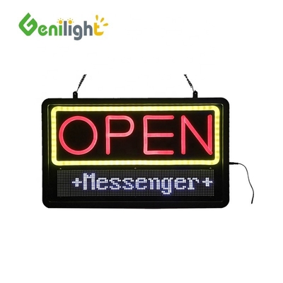 Signes d'ouverture à LED avec options ON/OFF et clignotant en forme ovale brillante 58*36 Taille du panneau