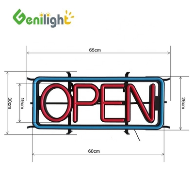 Signes d'ouverture à LED avec options ON/OFF et clignotant en forme ovale brillante 58*36 Taille du panneau