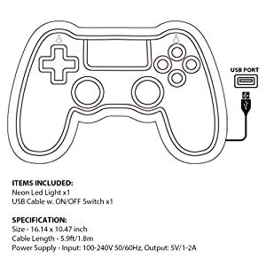 Lumière de panneau LED de forme de gamepad pour la décoration de salle de jeux 41*26,5 cm Consommation d'énergie