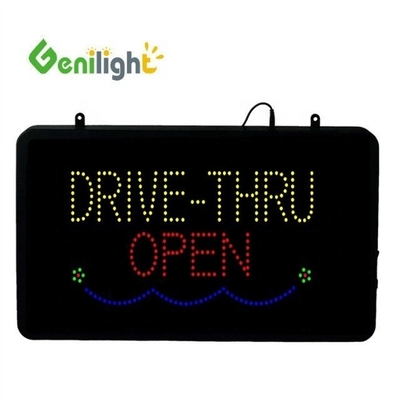 22*13 pouces CE et RoHS Genilight intérieur RVB éclairé Drive Thru Café néon signe ouvert