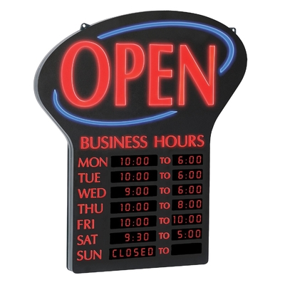 Consommation Genilight GLT-LSN6050H-001 Rouge bleu couleur néon ouvert LED signe avec heures