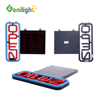 Consommation Genilight GLT-LSN6050H-001 Rouge bleu couleur néon ouvert LED signe avec heures