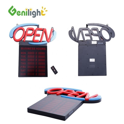 Consommation Genilight GLT-LSN6050H-001 Rouge bleu couleur néon ouvert LED signe avec heures