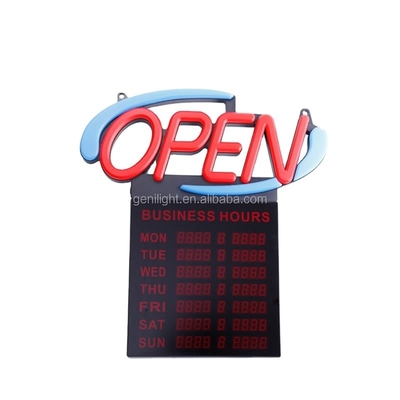 Affichage ouvert au néon à LED acrylique avec heures 12V Voltage d'entrée Design facile et à la mode 54x52cm