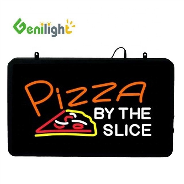 Personnalisé Genilight 22*13 pouces CE RoHS Acrylique PIZZA par la tranche LED néon signe ouvert