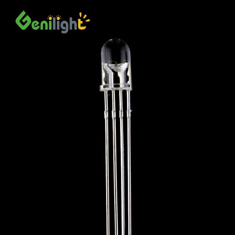 Diode LED transparente de 3 mm/5 mm/8 mm/10 mm avec émetteur à 4 broches rondes ultra lumineux