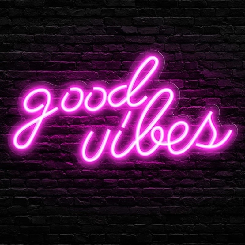 Consommation électrique 0 Bonnes vibrations Signe néon LED Neon luminaires pour la chambre à coucher 16,1 x 8,3 pouces