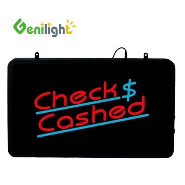 Genilight 22 * 13 pouces Super luminosité LED vérifier lettre encaissée néon signe ouvert pour l' intérieur