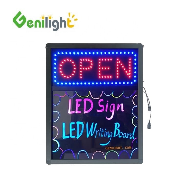 Rectangle LED Open Sign Neon Glow Signes pour vitrine de magasin Signe Led Led Tableau d'écriture personnalisé Durable