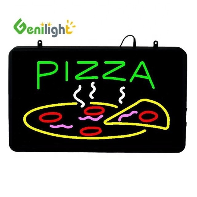 ABS moule ouvert Rectangle personnalisé Pizza Wall Light Acrylique Open Sign Neon Led avec chian suspendu