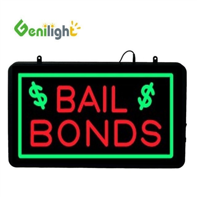 Genilight 56*33 cm Rectangle LED BAIL BONDS Indice au néon Matériau d'animation Résine époxy