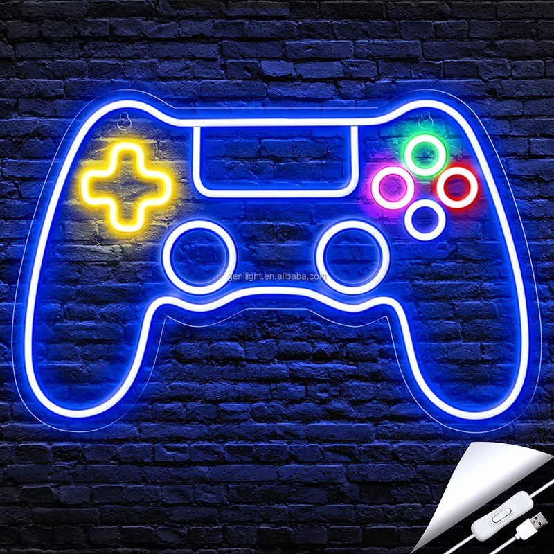 Ajoutez une touche de couleur à votre salle de jeu avec le panneau au néon du contrôleur de jeu personnalisé de 41*27,5 cm