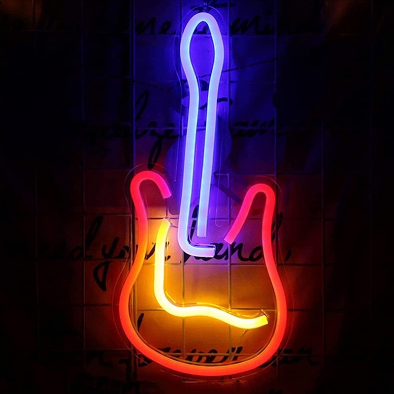 Énergé Dimmable On / Off Switch 3D Guitar Neon Sign pour le studio de musique Design personnalisé