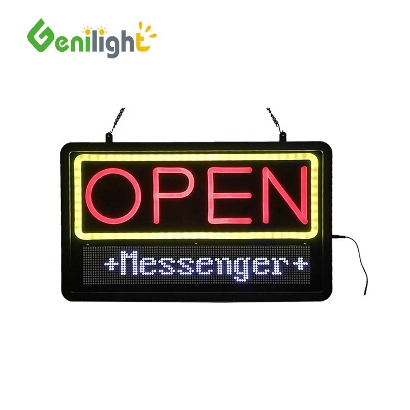 Signe néon LED en verre trempé de haute technologie pour les entreprises Affichage électrique lumineux programmable