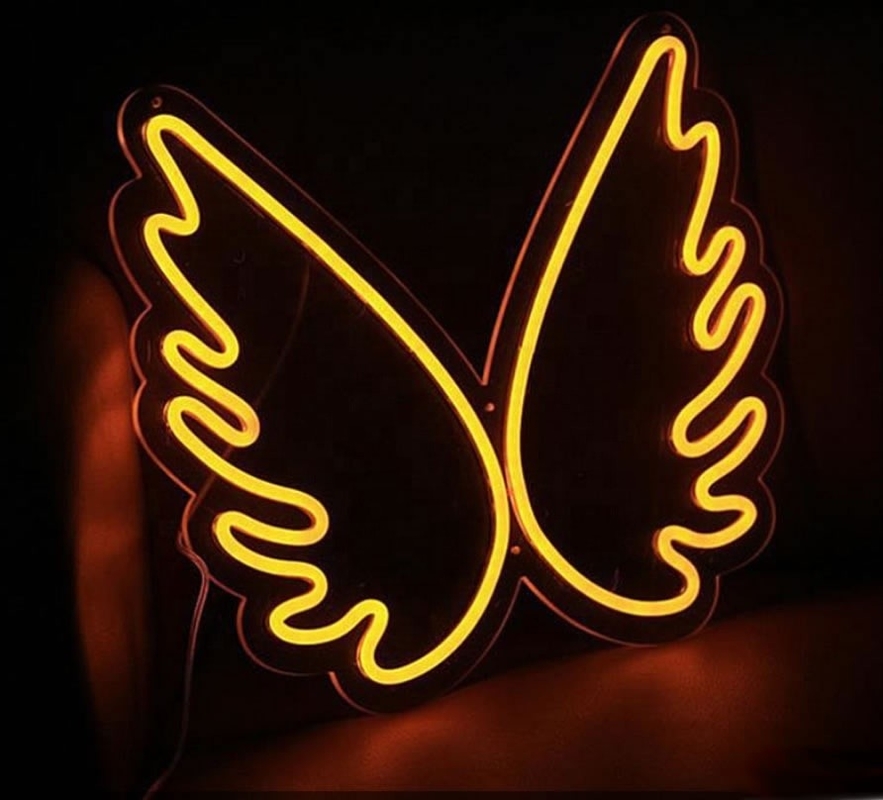 45*34cm Angels Wing Signes au néon pour la décoration murale dans la chambre des filles Chambre des enfants Energie de mariage