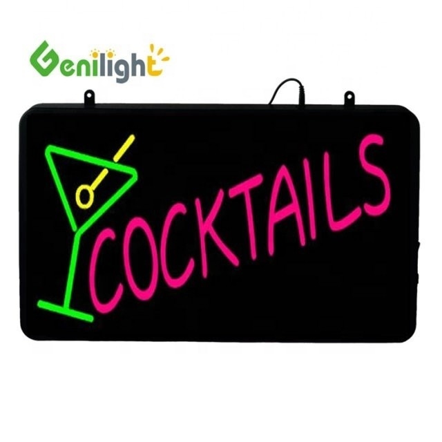 Genilight 56*33cm électronique DC12V néon LED COCKTAILS Signe avec le logo CUP Certificat de puissance
