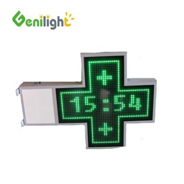 Faites de la publicité pour votre pharmacie avec un panneau d'affichage LED croisé en couleur verte P20 de 1000x1000 mm