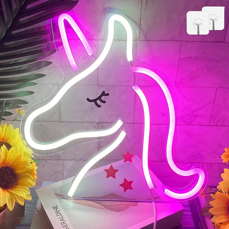 Consommation électrique 1 Unicorn Neon Lights LED Sign Parfait pour les amoureux des animaux et les joueurs