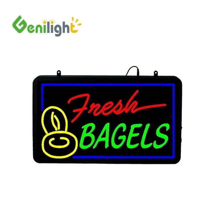 Décoration de l'avant du magasin Panneau de signalisation au néon LED pour bagels frais 56*33cm Taille de l'écran